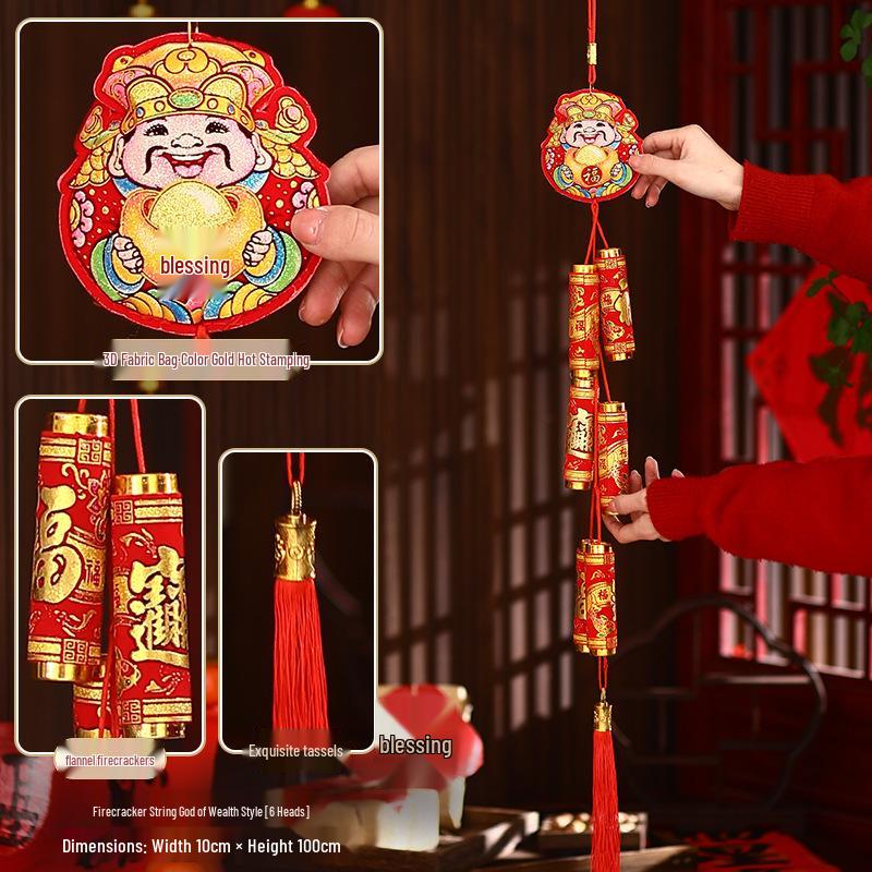 2026 Spring Festival Hanging Decorations: New Year Firecrackers, Lucky Bag, Chili, and Lantern Ornaments for Your Living Room