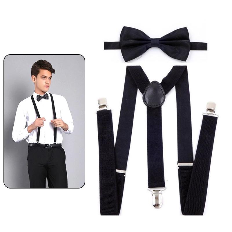 

1pc Elasticated Sophisticated With Shirt Suit Convenient Party Accessories Fashion fabric Trouser Clip Bow Tie Back Set