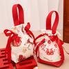 Floral Canvas Drawstring Bag Small Flower Pouch Jewelry Packaging Bag Wedding Candy Christmas Gift Packaging Bag Bowknot Bag