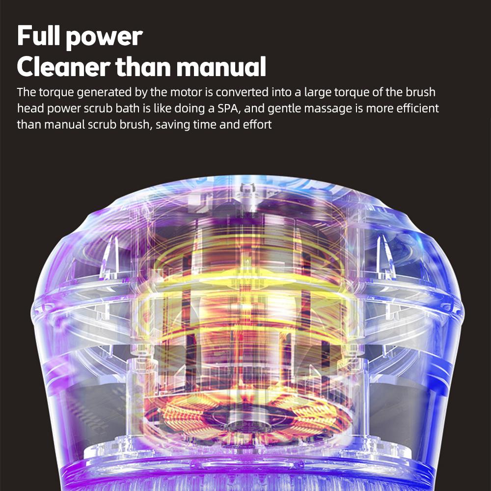 Perie electrică pentru corp Scrubber pentru spate pentru duș Tip-C Reîncărcabilă IPX7 Impermeabil 3 trepte 6-în-1