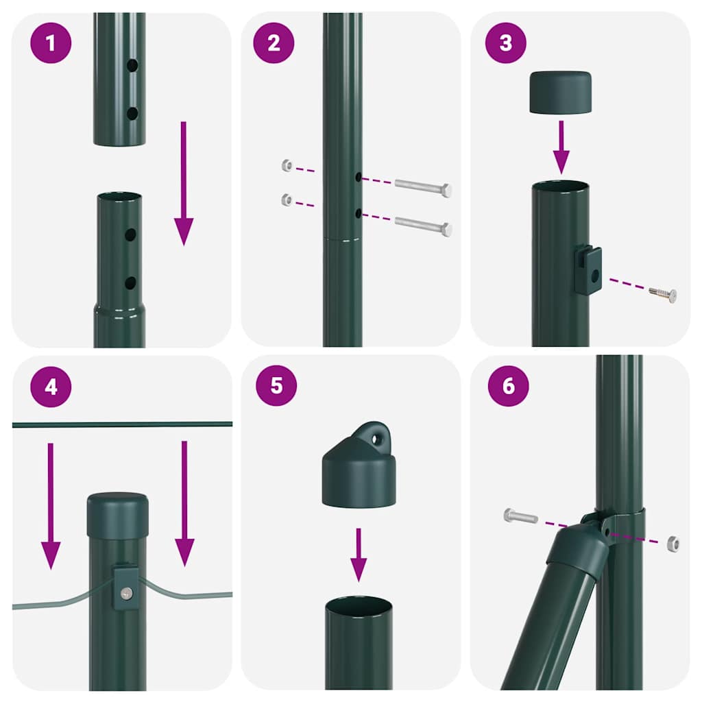 Fence Posts with Drive In Sleeve 7 Pcs Green