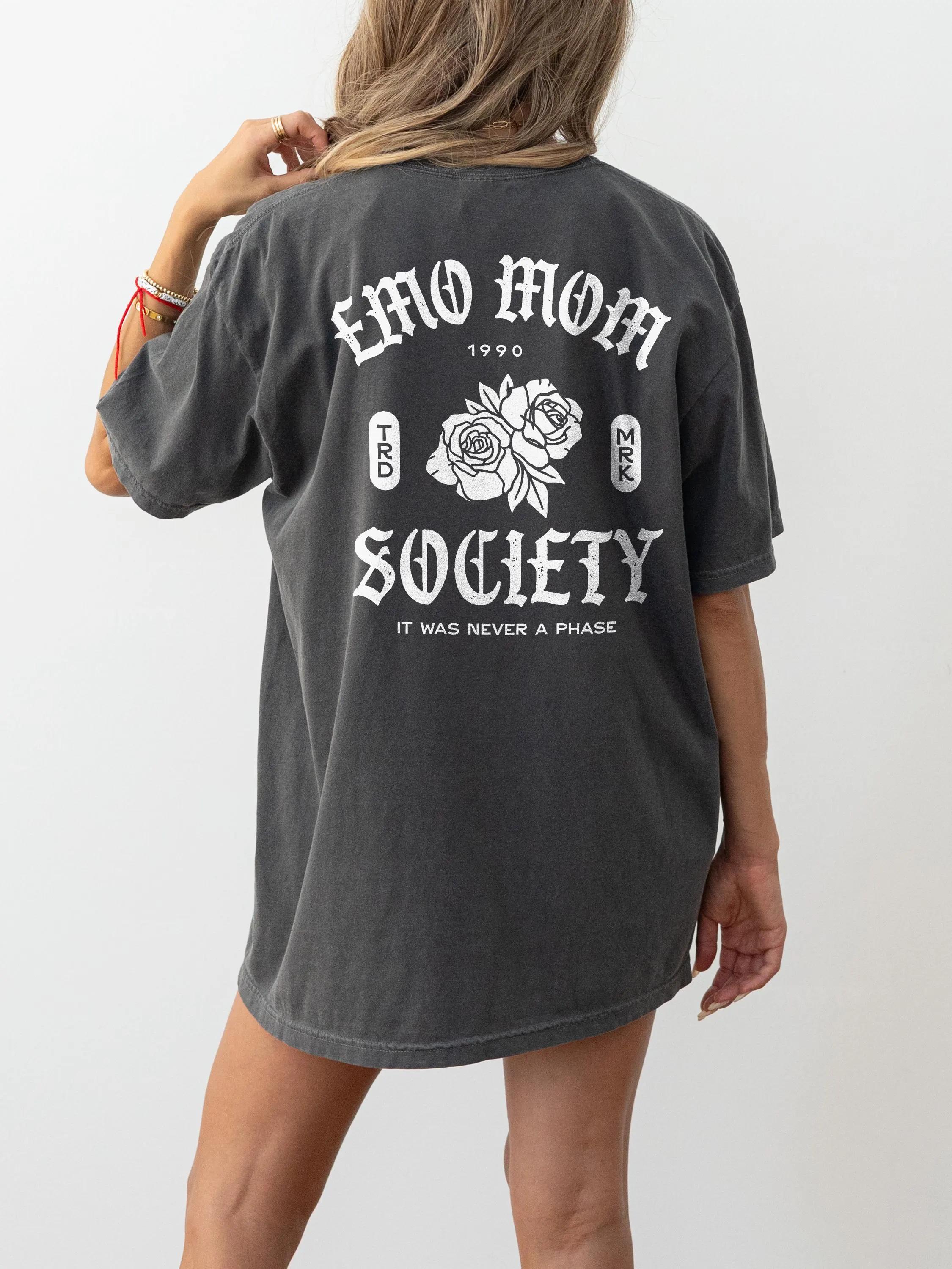 

Plus Size Summer Womens Vintage Emo Mom Society TShirt Cotton Breathable Stylish Versatile Street Style Oversized 4XL
