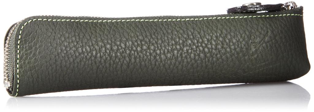 Pen YH0087 Dark green stitching 32311 [Kitamura] case, L-shaped opening, green/Light [Green]