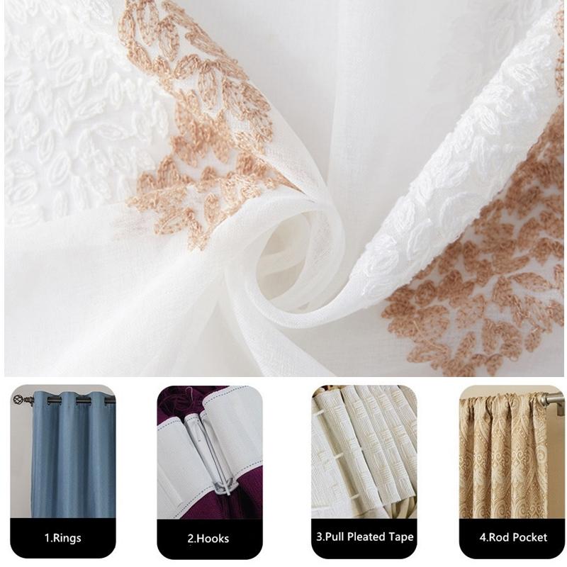 Vorhang garn stickerei balkon wohnzimmer transluzenten garn ländlichen vorhang fertig weiß schlafzimmer