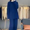 Autumn/Winter Cashmere Knitwear: Thick Long Sweater & Loose Wide-Leg Pants Two-Piece Set