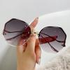 Luxury Round Gradient Sunglasses Women Metal Curved Eyewear Ocean Rimless Fashion Sun Glasses Ladies UV400