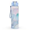 1PC Lilac Blue Ink Marble Pattern 750ml Color Plastic Sports Water Bottle Leakproof Flip Straw Lid Suitable for Sports Office Home Use