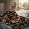 Antique Botanical Bloom Flannel Blanket Warm Soft Halloween Christmas Decorative Couch Warm Cozy All-Season Gift
