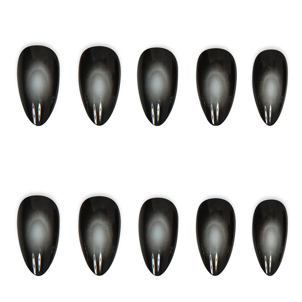 24 SZTUKI Proste Błyszczące Migdałowe Naklejane Sztuczne Paznokcie z Klejem Czarne Gradientowe Francuskie Sztuczne Paznokcie dla Spice Girls Noszone Manicure