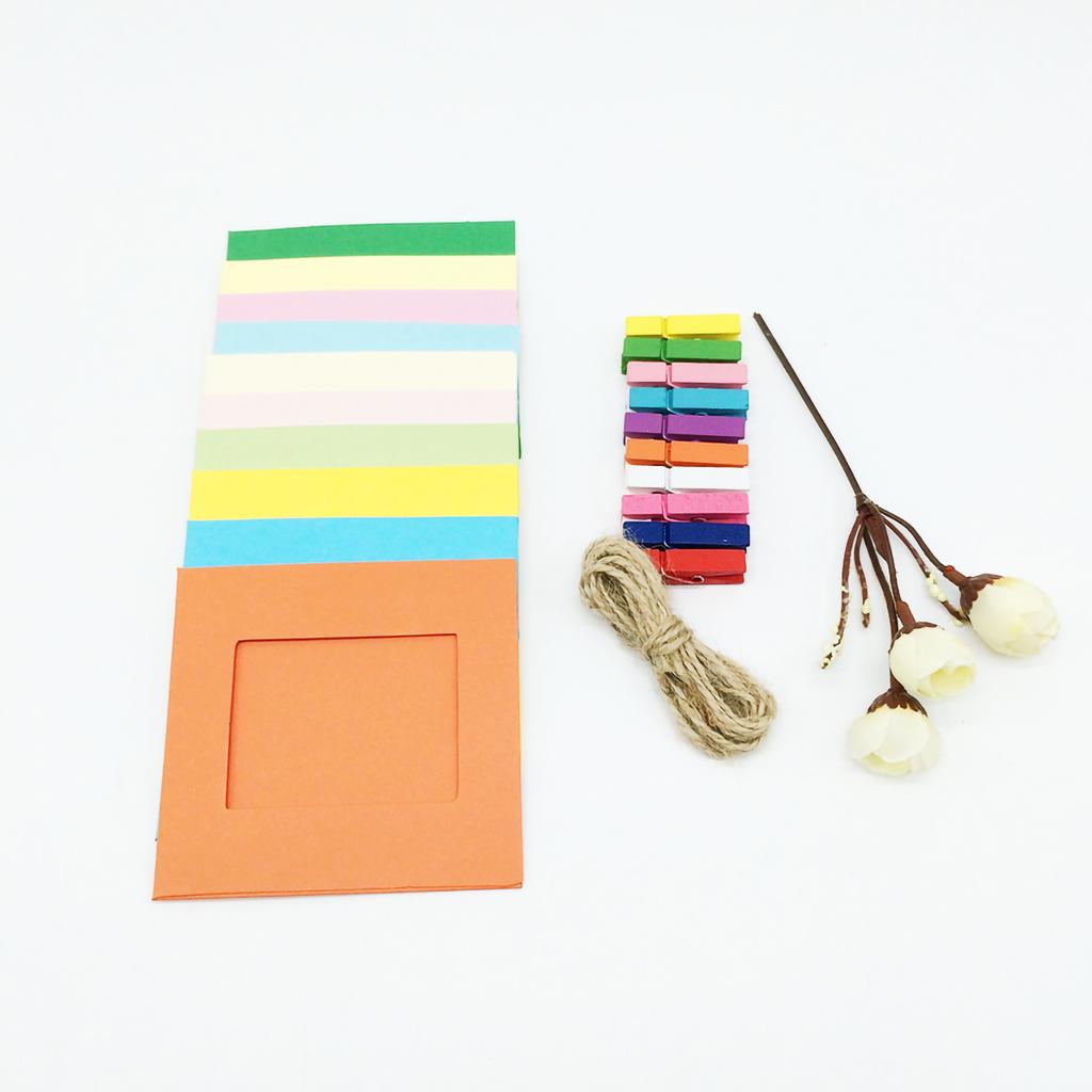 10 Pcs DIY Kraft Paper Photo Frame 3 Inch Hanging Wall Photos Picture Frame Kraft Paper With Clips