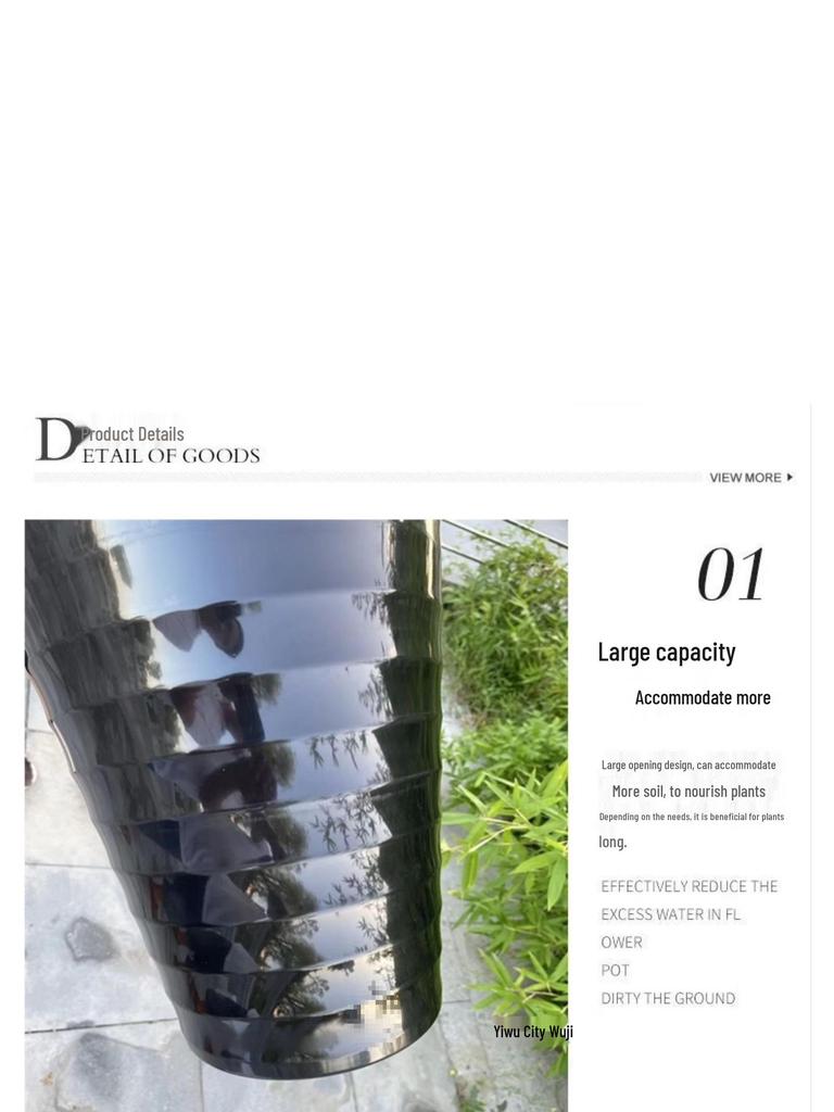 Extra großer weißer gerippter Harz-Blumentopf mit Untersetzer für Geldbaum.