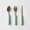 Retro Pattern Dessert Cutlery / Mint Stripe