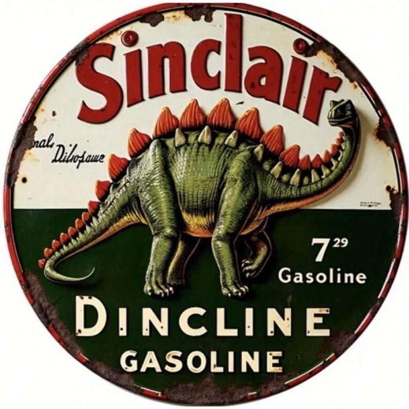 Metal Wall Art Sinclair Dino Petrol Retro Garage Vintage Bar Decor