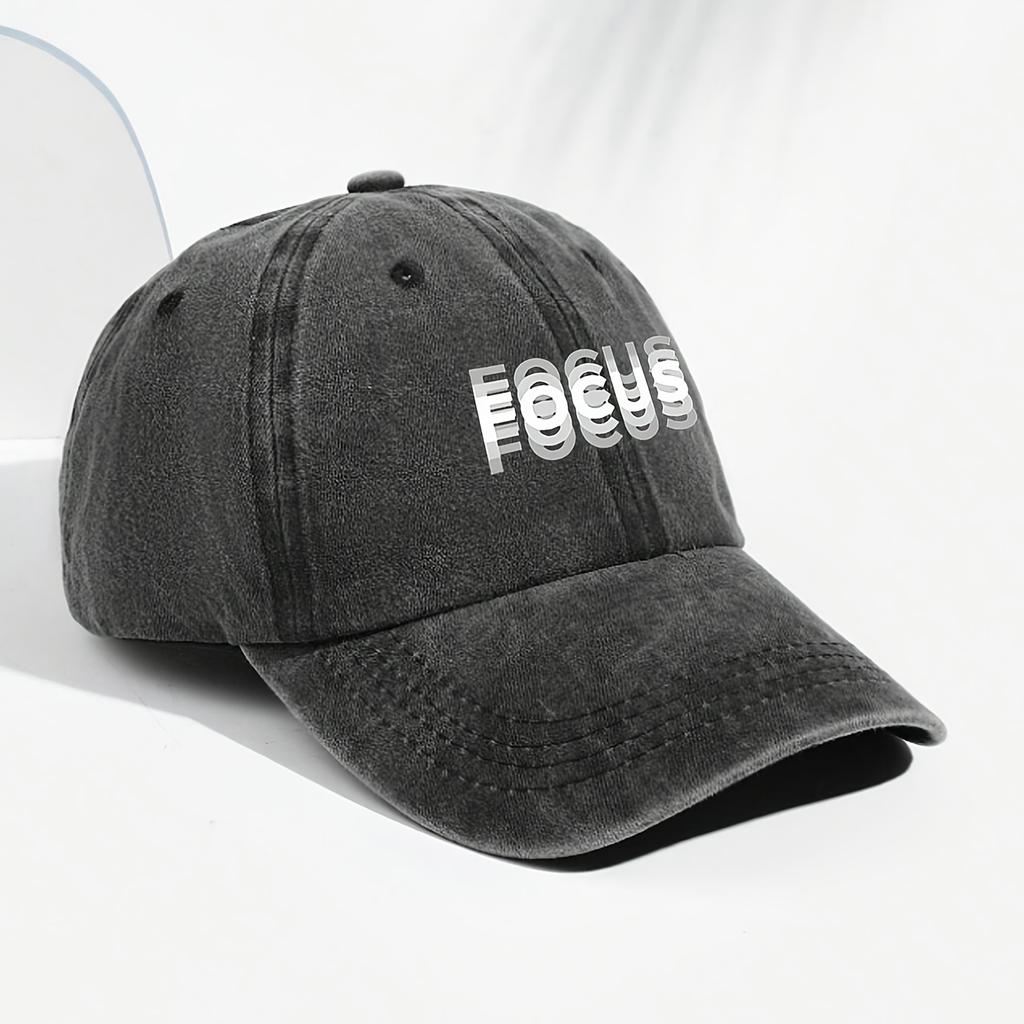 Classic Unisex Baseball Cap with "FOCUS" Print Adjustable for Daily Leisure, Outdoor Sports, and Travel