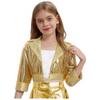 Mädchen Reverskragen Langarm Glänzende Strasssteine Metallische Jacke Jazz Dance Oberbekleidung