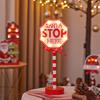 საშობაო ქუჩის ნიშნის განათება Bowknot Santa Stop Here North Pole Letter Vintage მრავალჯერადი გამოყენებადი საშობაო სადღესასწაულო დეკორაცია დესკტოპის სახელმძღვანელო დაფის LED ნათურა