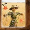 Farmhouse Fall Window Decorations Scarecrow Stickers with Realistic Maple Leaf Pastoral Decals Waterproof Harvest Seasonal Wall PVC Static