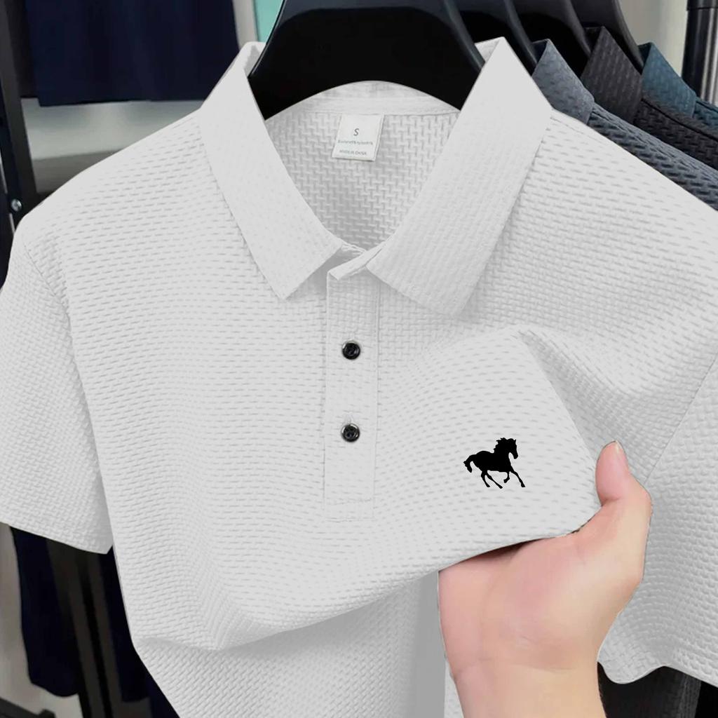 Mens Retro Solid Polo, Timeless Minimalist Style with Breathable Fabric for Casual Work Wear