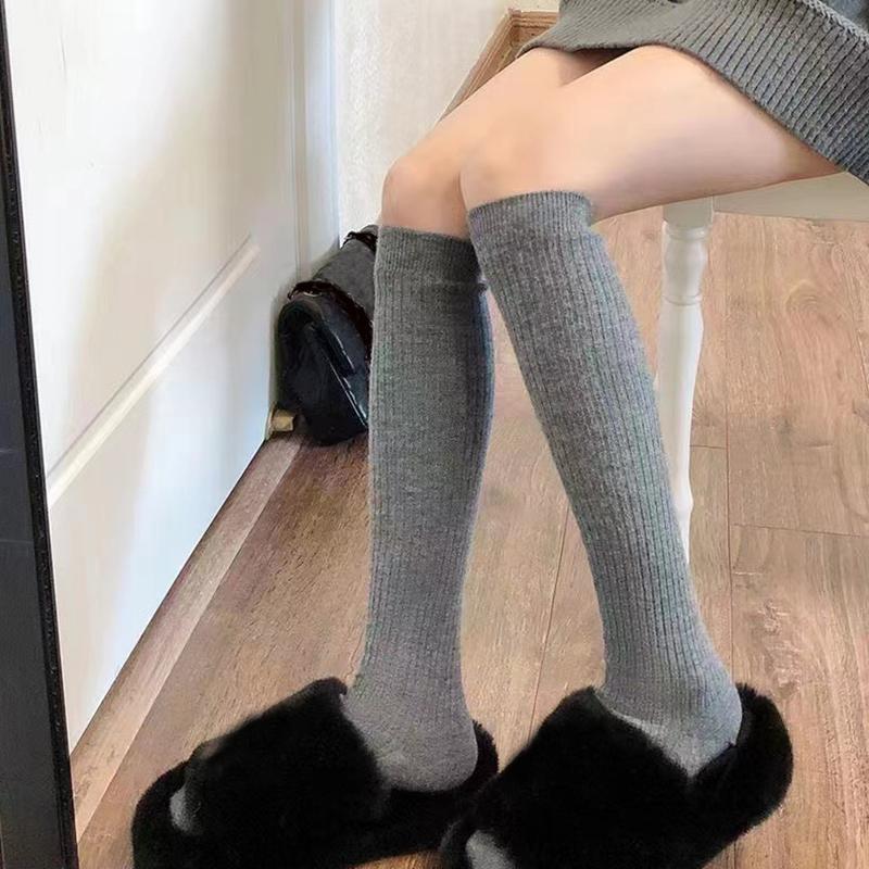 נשים קז'ואל סתיו חורף Harajuku לוליטה גרביים ארוכים סרוגים גרביים מוצקים מגף גרבי עגל