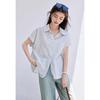 VICTORIA&VERA Women's Striped Short Sleeve Commuter Shirt