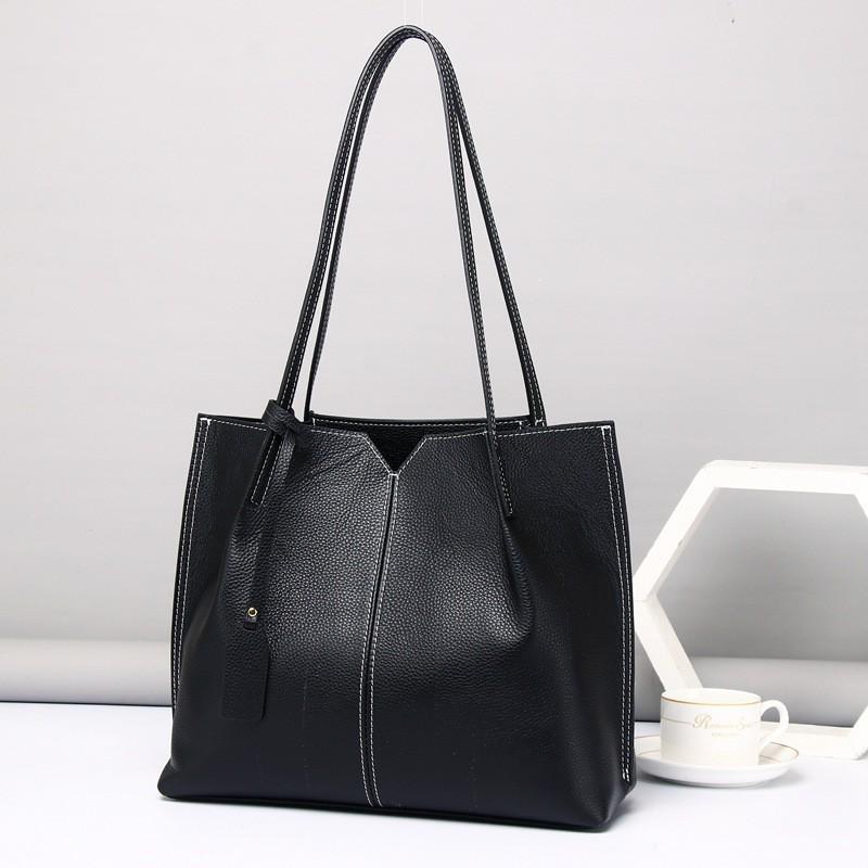 

Top Layer Cowhide Large Bag Authentic Leather Tote Capacity Women s Shoulder Casual 6068