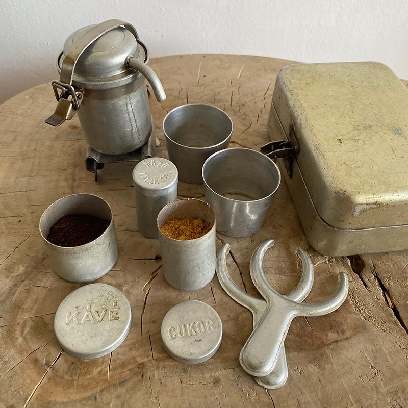 Ekstra Sjelden Samler Camping Kaffesett Vintage Utendørs Nostalgi Espresso Pour Over Sett Bærbar Mini Reise Espresso Maskin Sett