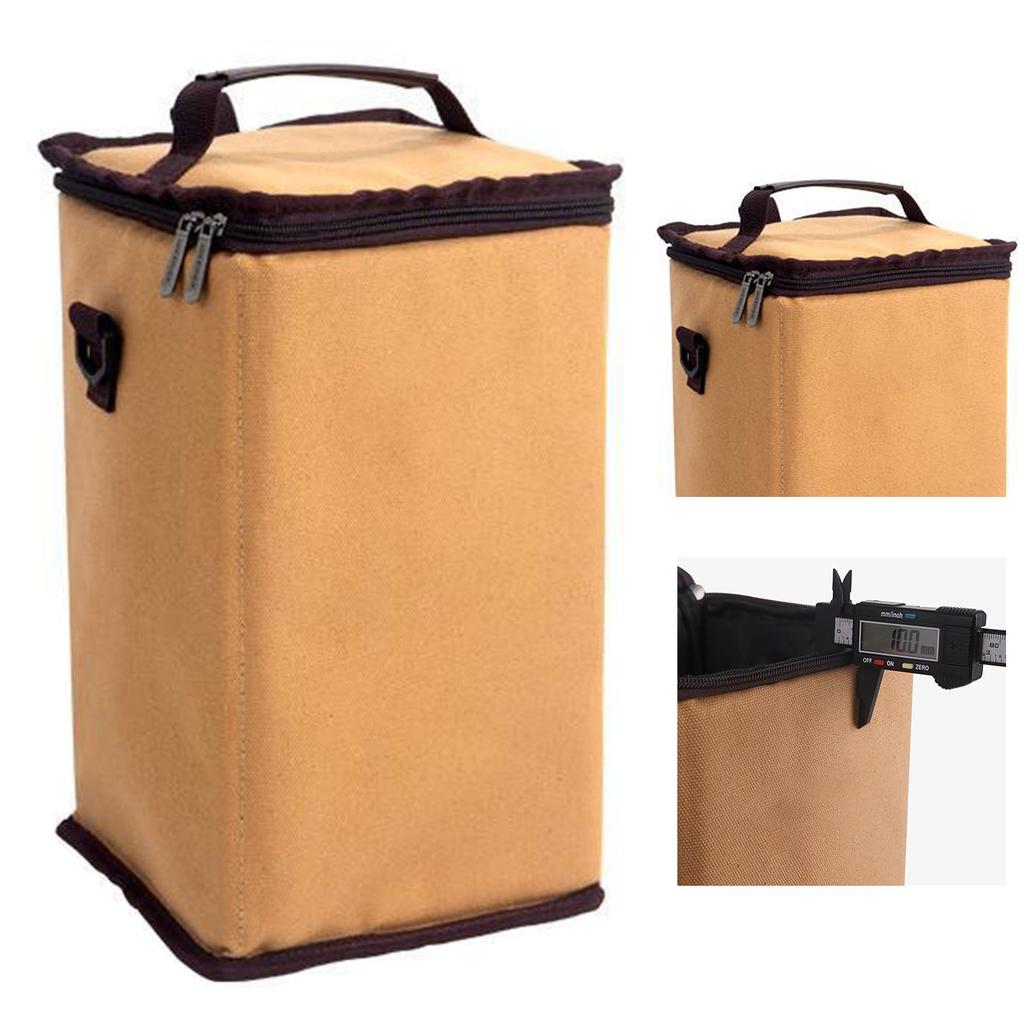 Camping Light Storage Bag Canvas Large Capacity Outdoor Camping Lamp Bag with Detachable Shoulder Strap Small Square
