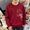 Year of the Horse Red Crew Neck Hoodie for Men, Unisex Autumn/Winter 2026 New Year Jacket
