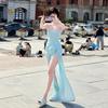 2026 European and American Style WISH Summer New Women's Clothing Solid Color Sexy Neck Collar Slim Dress Women