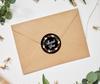 Darling Souvenir 45 Pcs Floral Wreath Round Thank You Black Stickers Envelope Seals-1.6
