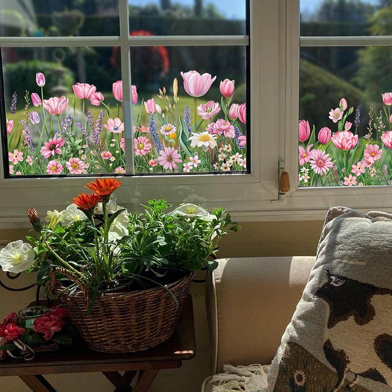 Neue Produkte, Blumen und Schmetterlinge, Küchentapete, Elektrostatische Wandaufkleber, Klebstofffrei, Innenbereich, Glasaufkleber