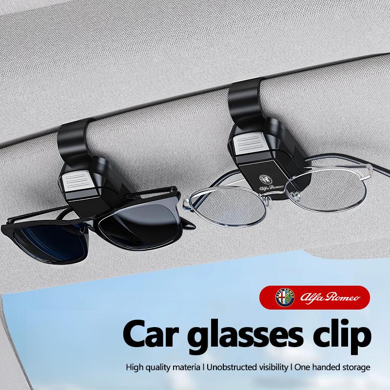 Car Eyeglass Storage Clip Auto Sun Visor Sunglasses Holder For Alfa Romeo Giulia Stelvio Junior Tonale 33 Stradale 4C GiuliettaTH7