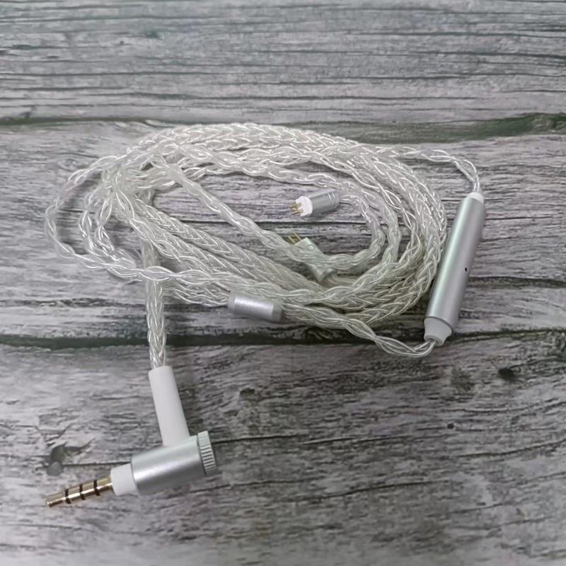 Universal 3.5mm Silver Plated Braided Earphone Cable Wire Double 0.78mm Pin Design for TF10 Stable Connection 1.1m