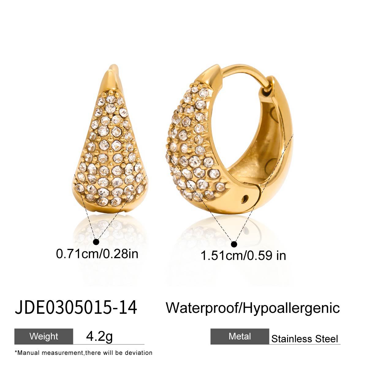 Jiedin Europe and the United States 18k stainless steel diamond earrings, ear buckles do not fade, earrings, titanium steel jewelry