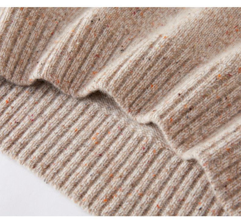 Women's Autumn/Winter High Neck Patterned Cashmere Raglan Sweater