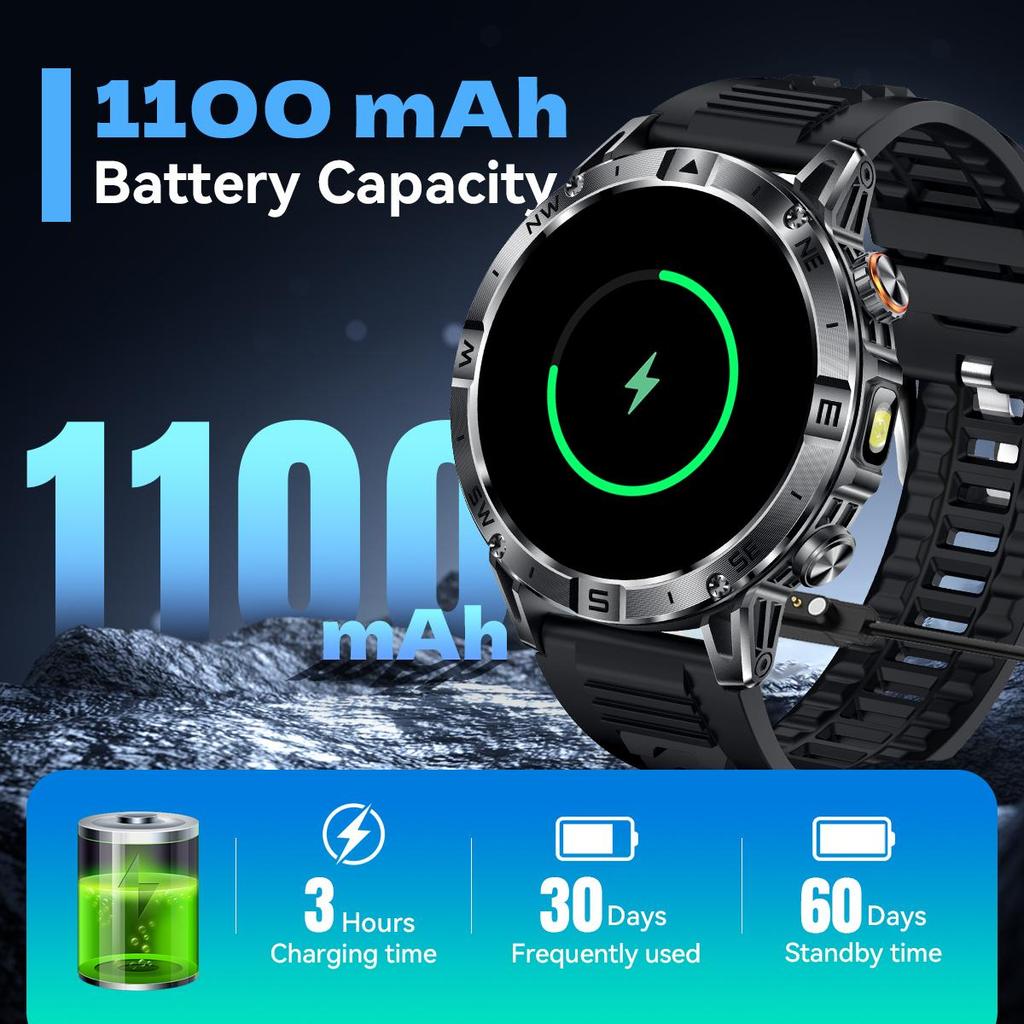 Smartwatch QTLLBT with 100+ Sports Modes, Answer/make Calls, Fitness Activity Tracker, Pedometer, Custom Watch Faces, Weather