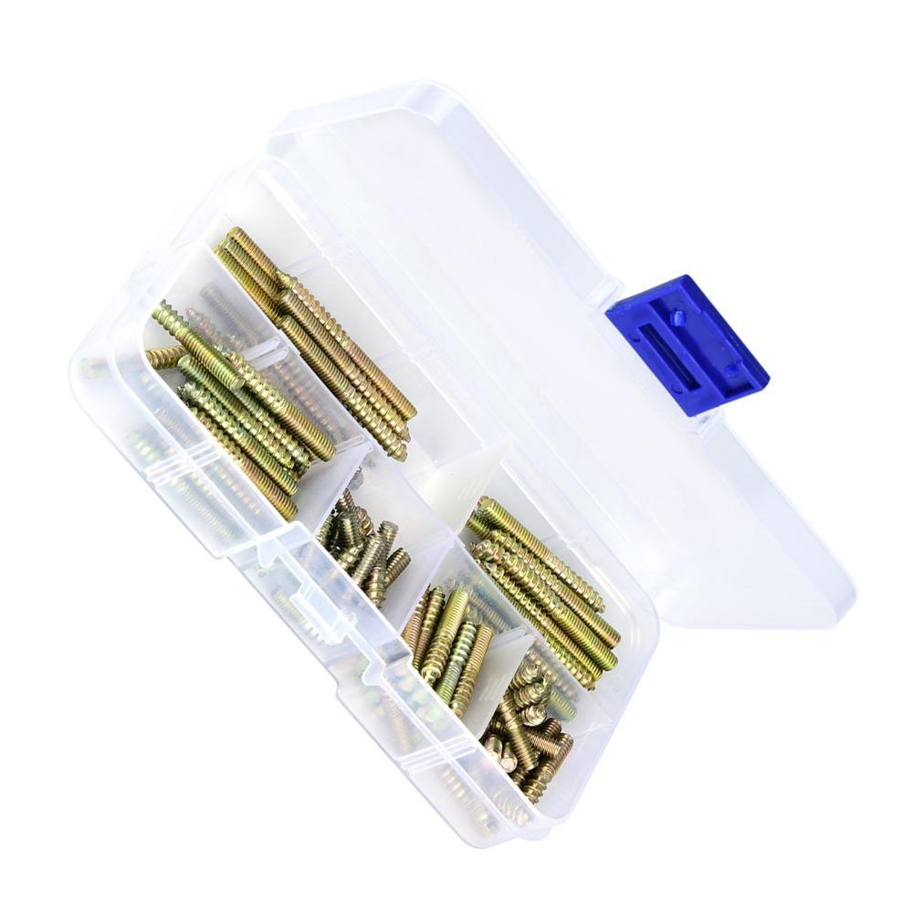110pc Headed Dowel Screw Double Threaded Double Ended Screw Threaded Wood Screw Indoor Use