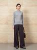 Women's Seamless Wool-Cashmere Slim Fit Sweater - Long Sleeve, Semi-High Neck, Solid Color