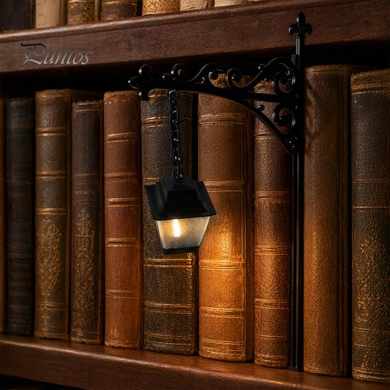 Modernes Bücherregal Zubehör 3D Gedrucktes Geisterlicht, Warme LED Bibliothek Lampe mit Vintage Straßen Heim Büro Regal Dekoration Silhouette, Dekoratives Buch