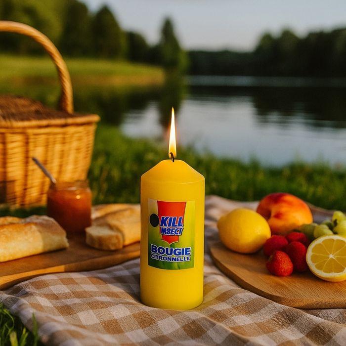 Zestaw 3 świec cylindrycznych z cytronellą przeciw komarom – 40 godzin palenia – Do ogrodu &; Taras