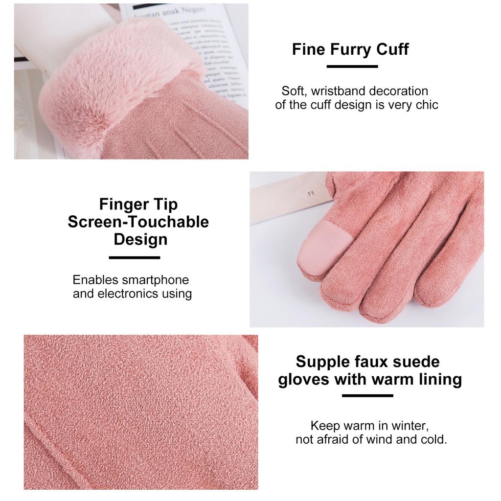 Winter Gloves for Women Touchscreen Women s Winter Warm Suede Gloves for Cycle Driving Skiing Outdoor Sports