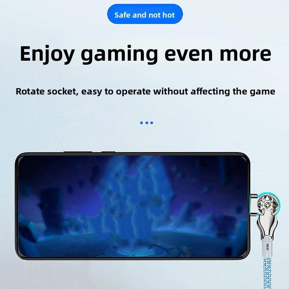 Double Bend 180 Degree Data Cable 66W Elbow Data Line Rotation Phone Charging Cable  Smartphone