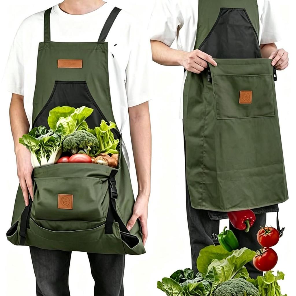 Custom Logo Gardening Apron with Quick Release and Large Pockets for Outdoor Use