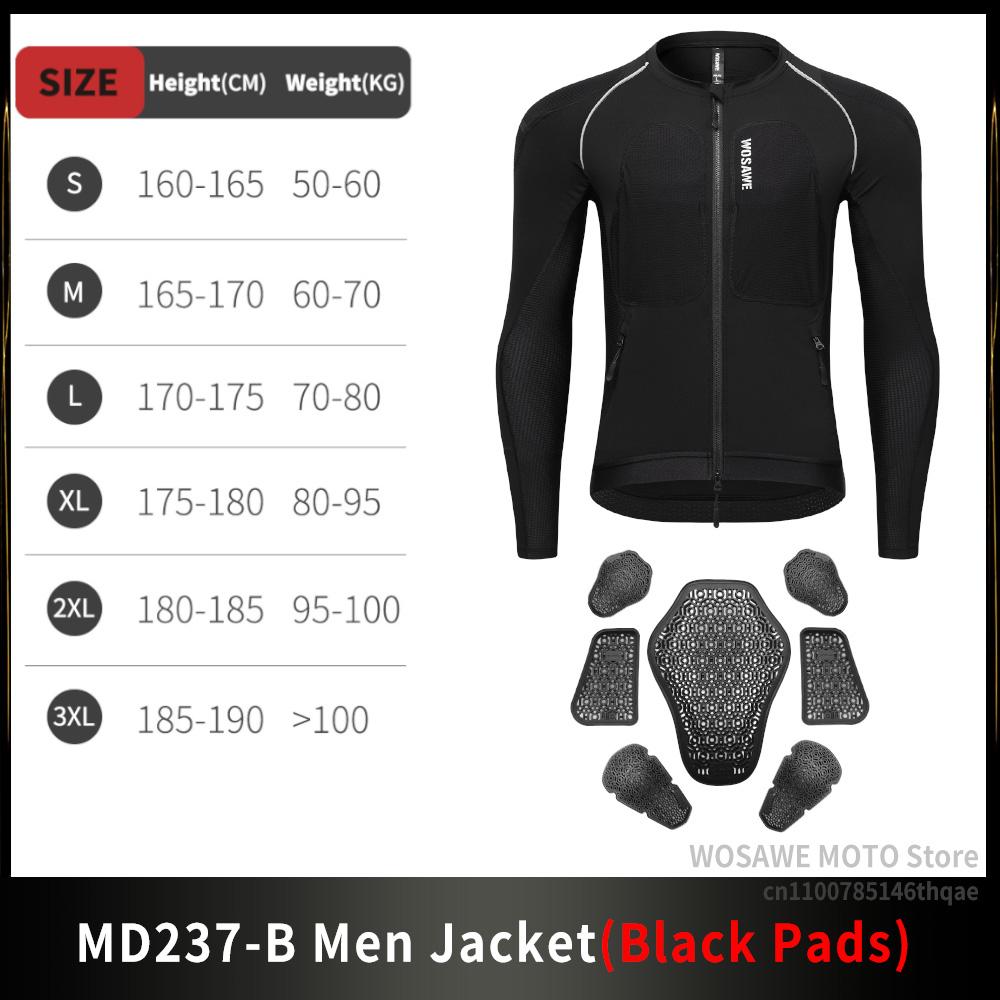 WOSAWE Motorcycle Jacket Body Armor Protection Jackets Motorbike Clothing Moto Riding Back Protectors CE Certification Soft Pads