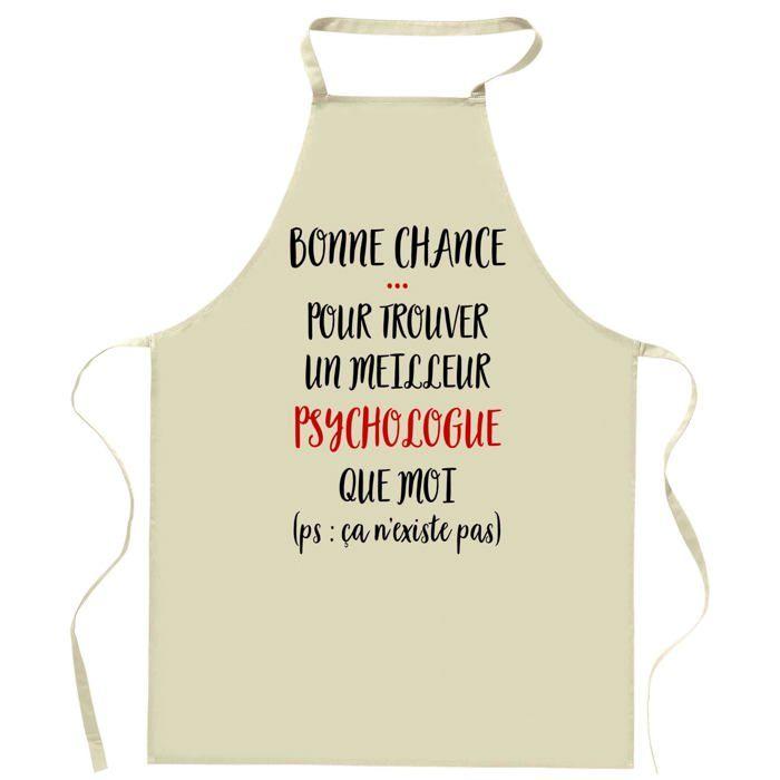 Tablier de cuisine - Psychologue Ca n'existe pas - Impression bretonne - Coton résistant - Liens ajustables