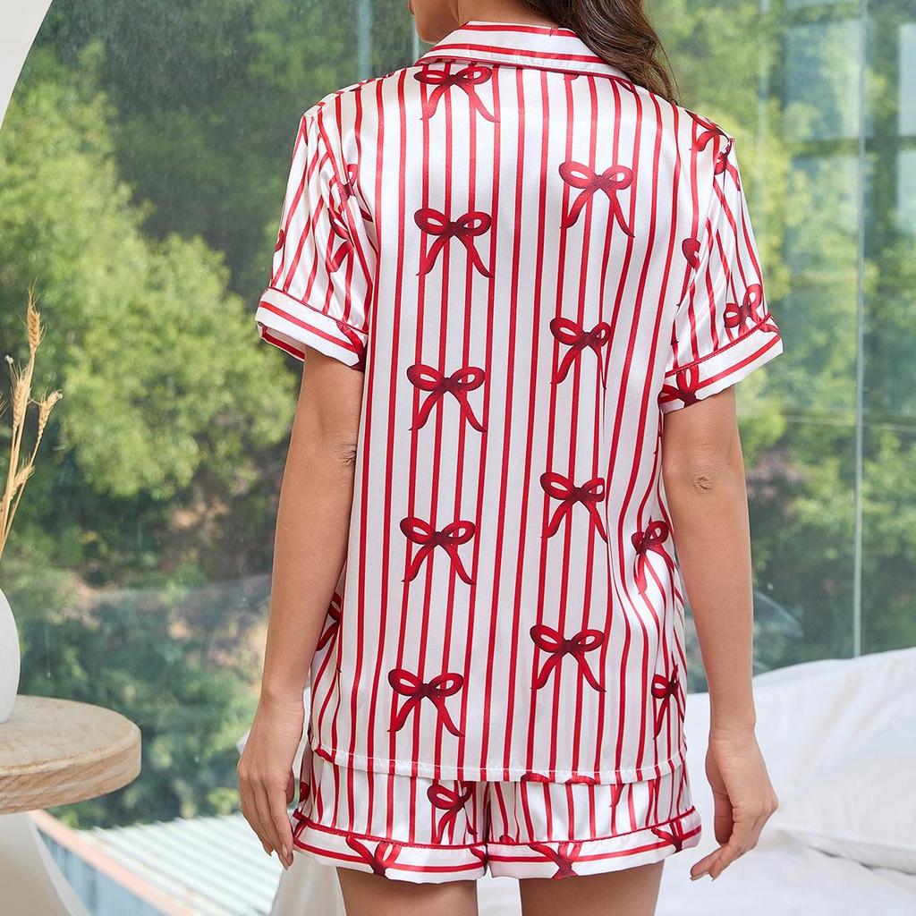 25 Summer 3D Print Short Sleeve Homewear Pajama Set - Christmas & Halloween