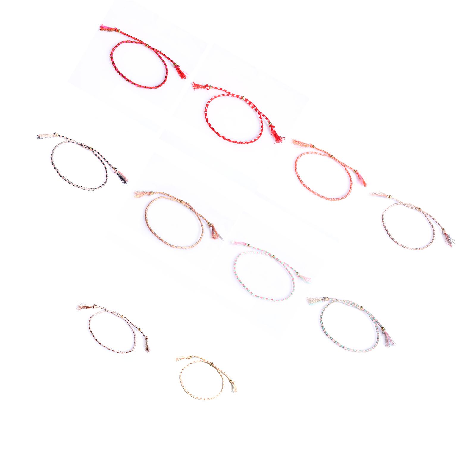 

10 штук разноцветных браслетов ручной работы, плетеные хлопковые браслеты, браслеты дружбы, регулируемые браслеты на ногу для девушки B