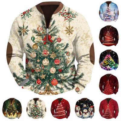 Herrenmode Lässiger Halbreißverschlusshals Lose Langarm Weihnachtsbedrucktes Sweatshirt