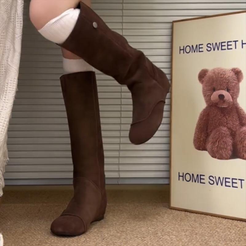 Vintage Internal Elevation Women Western Thigh High Boots Shoes Autumn Winter Designer Ladies Suede Slim Long Booties