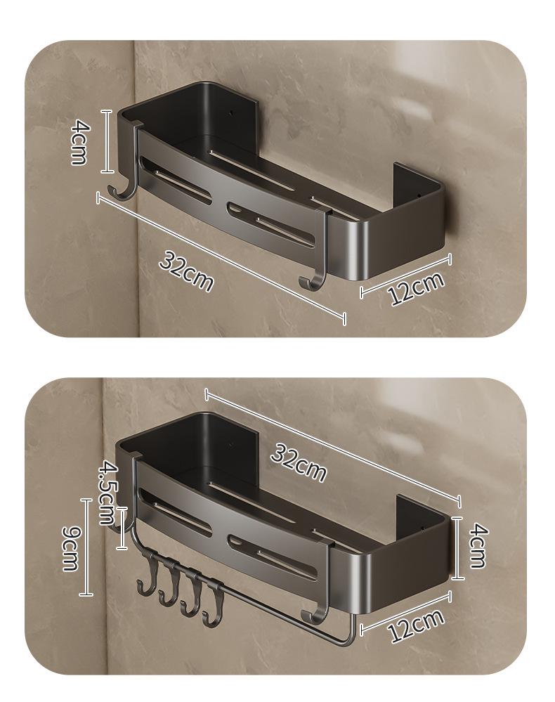 Gunmetal No-Drill Triangular Bathroom Shelf - Space Aluminum Corner Storage Basket